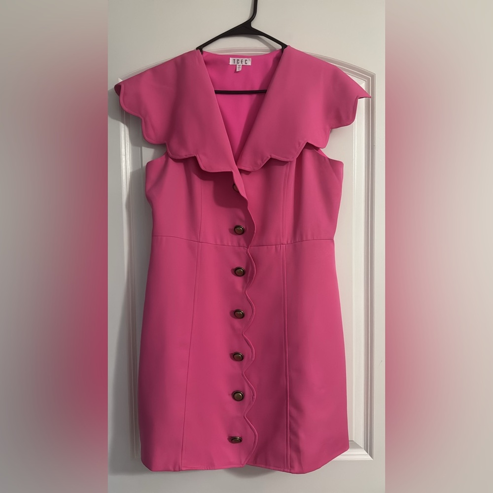 TCEC Pink Scallop Trim Mini Dress